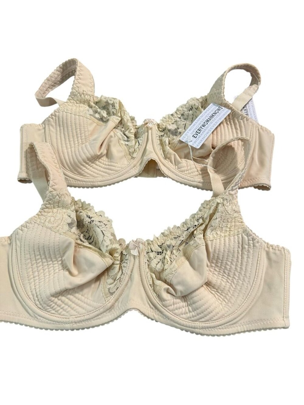 2 EVERY WOMAN KNOWS Patterned Unpadded Underwire Wide Strap Bra Nude 40D NEW